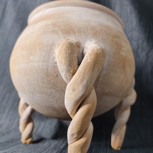 Handmade Terracotta Vessel, Bulbous Terracotta Jug, Three-Legged Clay Pot, Twisted Leg Terracotta Vase, Handmade Decorative Vessel