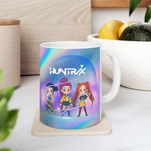 Ceramic Mug, huntrix k pop demon hunters fan art, Coffee Cup, Tea Mug, Unique Korean Pop Artwork, Gift for K-Pop Fans, 11oz 15oz