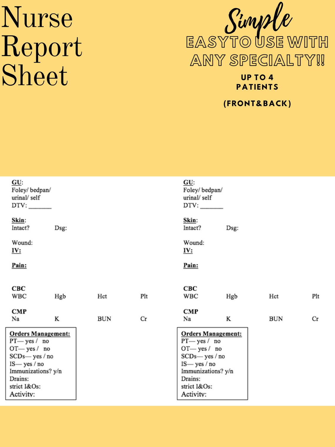 Nursing Report Sheet/sbar/nursing Brain. Great for New Grads