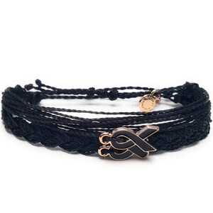 Melanoma Cancer Awareness Bracelet, In Support of Loved Ones Battling Cancer, Fund Raising, Gift for her, Gift for him, Fits all, Unisex