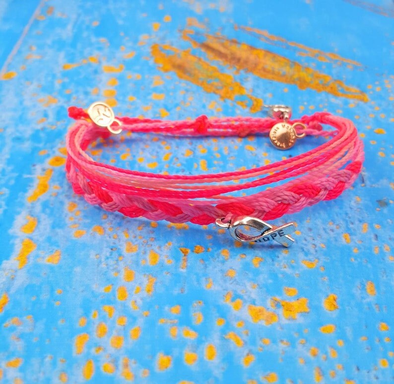 12 Braccialetti Intrecciati Nastro Rosa – Consapevolezza Tumore Al Seno, Regolabili
