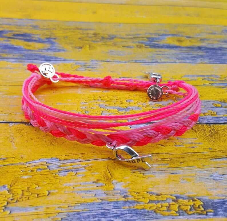 12 Braccialetti Intrecciati Nastro Rosa – Consapevolezza Tumore Al Seno, Regolabili