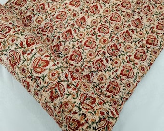 Floral Print Floral Kantha Quilt Handmade Cotton Kantha Quilt HandBlock Print Bedding Bedspreads Block Print Light Weight Full Size quilt