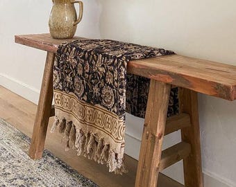 Premium Handmade Throw Hand Block Print Throw, Soft Cotton Blanket Sofa Decor Room Decor Tassels Hand Loomed Block Print Cotton Sofa Throw