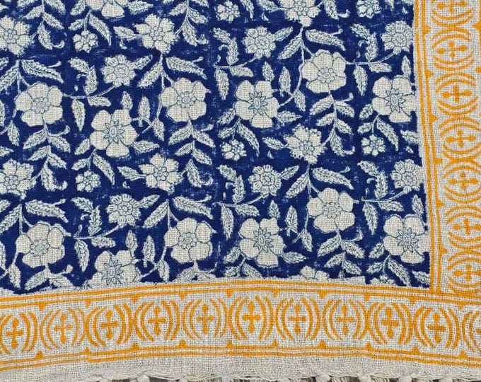 Featured listing image: Vintage Inspired Throw Handmade Throw Floral Print Cotton Blanket Decorative with Tassels Hand Loomed early American bed throws