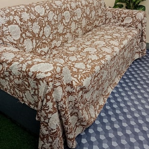 Flowers Print Floral Kantha Quilt Handmade Cotton Kantha Quilt HandBlock Print Bedding Bedspreads Block Print brown block print bedding