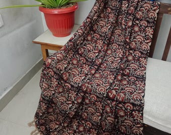 Handmade Block Printed Cotton Throw Blanket, Bohemian Home Decor