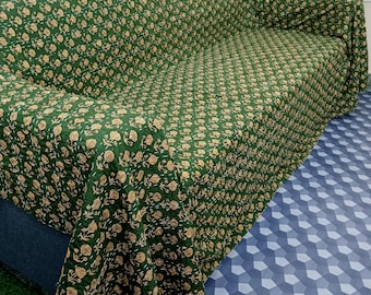 Green Floral Kantha Quilt Handmade Kantha Quilt HandBlock Print Bedding Bedspread Block Print Floral green quilt bedding cotton kantha quilt