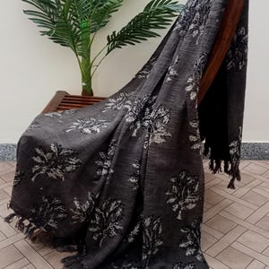 Floral Throw Blanket Couch Handmade Throw Hand Block Print Soft Cotton Woven Blanket King Size Neutral Hand Loomed Blanket Gift.
