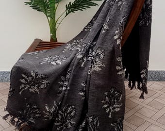Floral Throw Blanket Couch Handmade Throw Hand Block Print Soft Cotton Woven Blanket King Size Neutral Hand Loomed Blanket Gift.