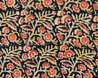 Premium Handmade Cotton Exclusive Throw Blanket – Black with Red & Mustard Floral Print – Boho Sofa and Bed Cover with Tassels