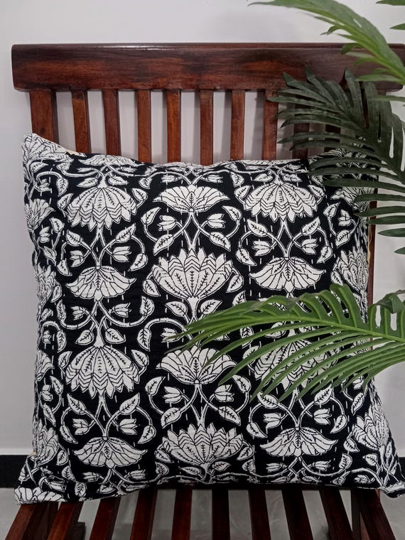 Handmade Kantha Work Hand stitched Pillow Covers Cushion Covers Customize Size Pillows Shames Pillows Hand block Print