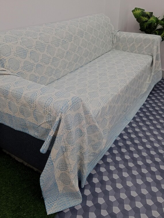 Floral Kantha Quilt Handmade Cotton Kantha Quilt HandBlock Print Bedding Block Print Light Weight Full Size Bedding Bedspread
