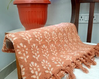 Handmade Floral Handblock Print Cotton Pillow Cover