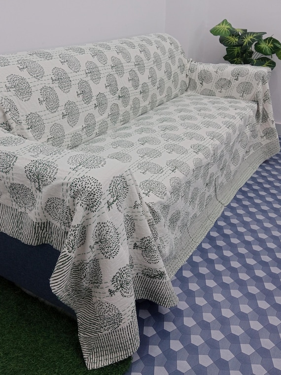 Indian Kantha Quilt Bedspread Bedding Blanket Doona Duvet Pure Cotton King Size Bedding Set Hand Block Print Coverlet Kantha Throw