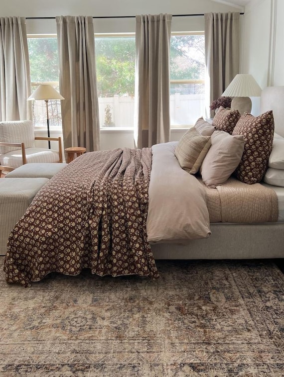 Floral Kantha Homemade Kantha Quilt All Size Quilt Twin Size, Queen Size & King Size Quilted bedding