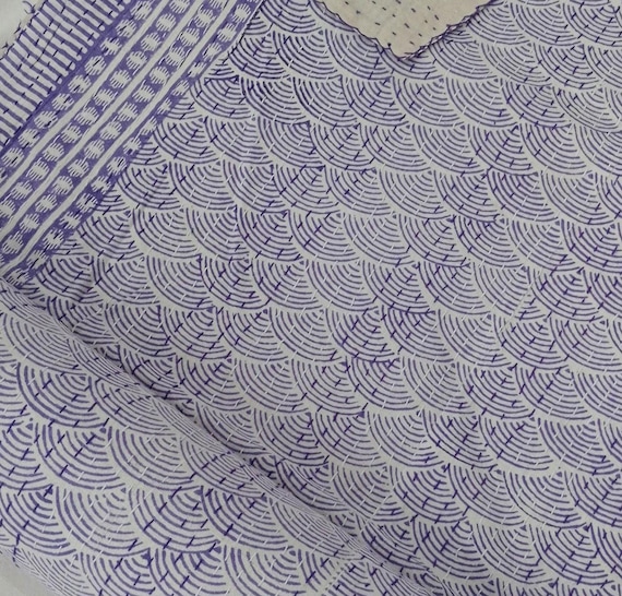 Floral Kantha Quilt Handmade Cotton Kantha Quilt HandBlock Print Bedding Block Print Light Weight Full Size Bedding Bedspread