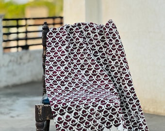 Handmade Cotton Blanket and Throws for Bedroom, Hand Block Printed Throw Blanket, Floral Throw Blanket, Unique Holiday Gift for Mom.