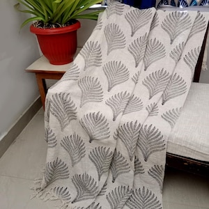 Handmade Throw Blanket Couch Rust Floral Block Print Throw, Indian Hand Loomed Block Printed Throws, Sofa Cover, Home Décor.