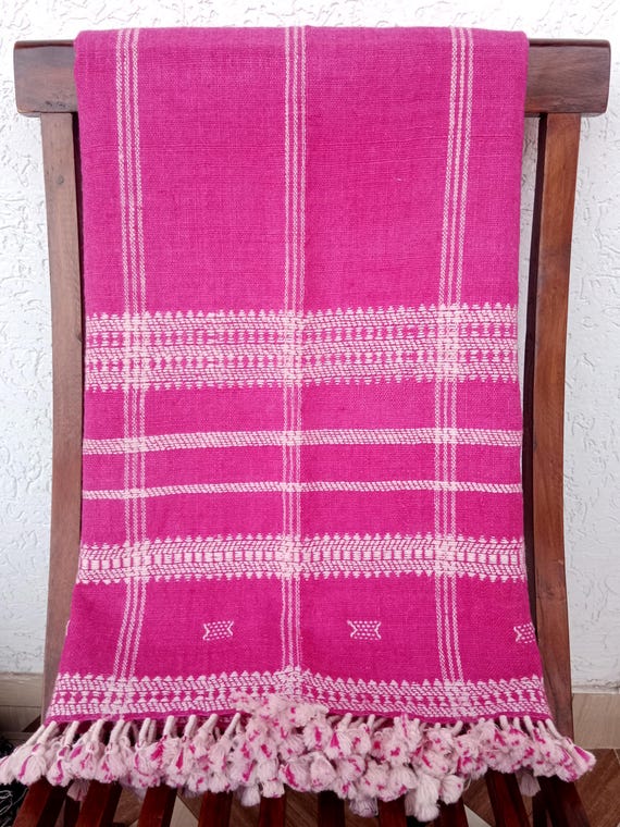 Indian Handmade Wool Throw Blanket | Bhujodi Blanket | Wool Blanket in Handwoven Wool Throw Blanket Cottage Living Room Décor