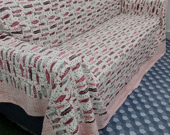 Handmade Kantha Quilt - Indian Block Print Bedding in King Size - Cozy Throw Blanket Ideal for Mother’s Day Gift or Bedroom Makeover