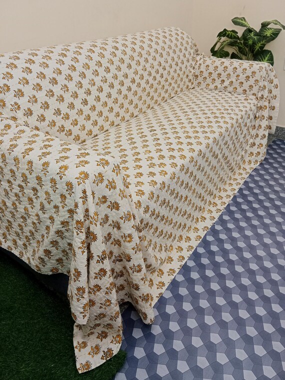 Floral Kantha Quilt Handmade Cotton Kantha Quilt HandBlock Print Bedding Block Print Light Weight Full Size Bedding Bedspread