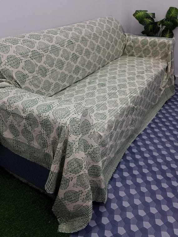 Floral Kantha Quilt Handmade Cotton Kantha Quilt HandBlock Print Bedding Block Print Light Weight Full Size Bedding Bedspread
