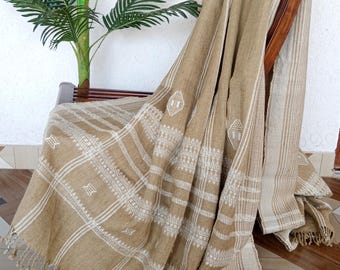 Handwoven Bhujodi Wool Throw Blanket: Rustic Indian Decor