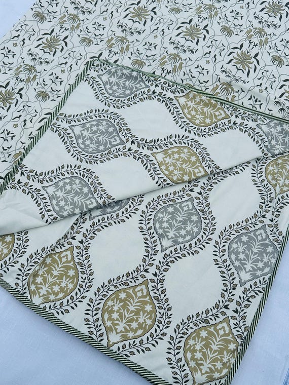 Luxury Reversible Cotton Dohar – Soft Indian Quilt – Lightweight AC Blanket – Floral Block Print Bed Cover