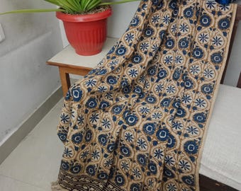 Boho Cotton Throw Blanket – Handwoven with Tassels, Intricate Handblock Print & Vibrant Bohemian Design for Cozy Living Room, Couch