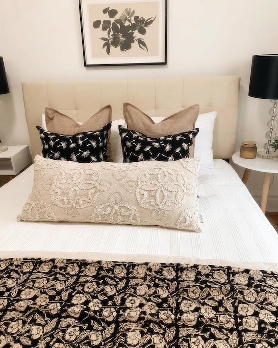 Premium Inspiration Handmade Throw Handblock Print Throw Cotton Throw Blanket Sofa Decor Room Decor Tassels Hand Loomed Soft Blankets