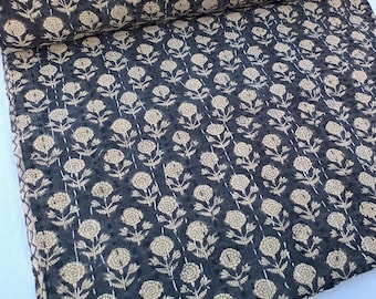 Charlie floral Black colour kantha quilt Handmade Kantha Quilt Unique Design Handmade Kantha Quilted Bedding Bedspread Handblock Print.