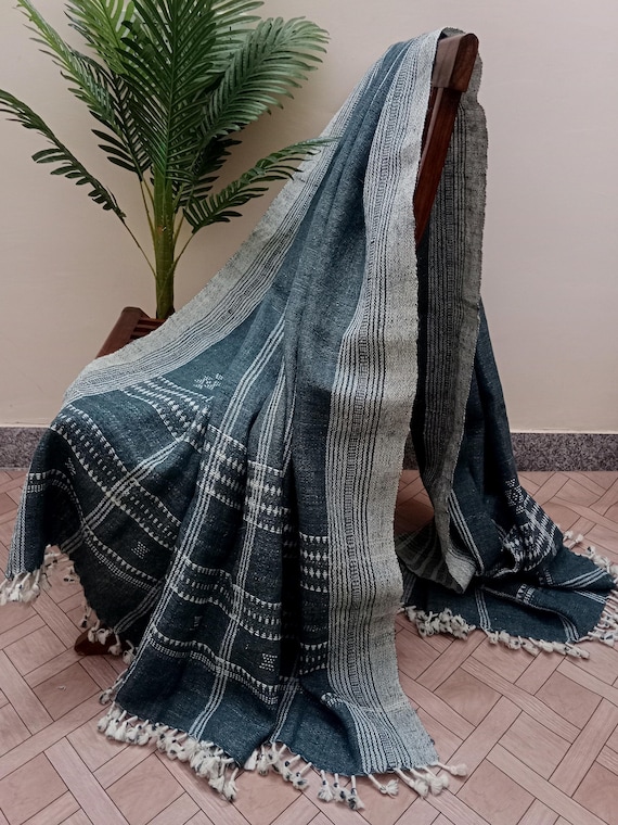 Handmade Indian Wool Throw Blanket | Handwoven Throw Blanket Bed Sofa Throw Handwoven Wool Throw Blanket Cottage Living Room Décor
