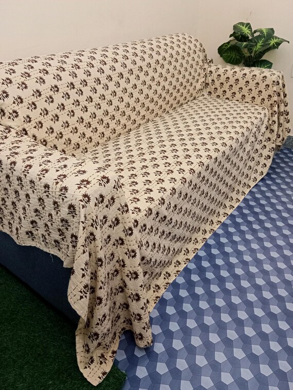 Floral Kantha Quilt Handmade Cotton Kantha Quilt HandBlock Print Bedding Block Print Light Weight Full Size Bedding Bedspread