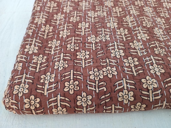 Luxury Brown Floral Kantha Cotton Blanket For Home, Handmade Quilt in Twin Queen & King Sizes, Elegant and Comfortable Bedding for All Sizes