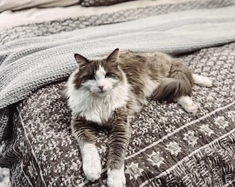 Luxury Handmade Floral Kantha Quilt  Bedding Bedspread handstitched Kantha Work Mothers Day Gift