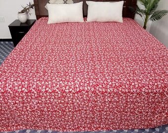 Premium Flowers Print Cotton Kantha Quilt Twin Size, Queen Size & King Size  Handmade kantha Quilt floral farmhouse king size cotton quilts