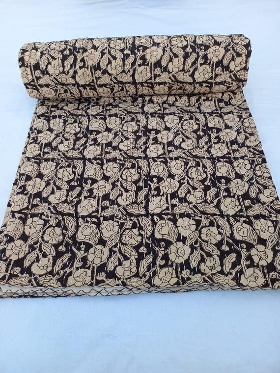 Handmade Kantha Quilt Unique Design Handmade Kantha Quilted Bedding Bedspread  Handblock Print Throw Blanket Well-Looking Quilt