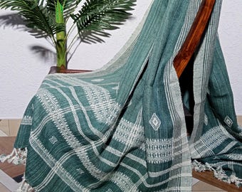 Handmade Bhujodi Wool Throw Blanket | Indian Wool Throw for Sofa or Bed | Cozy Vintage Handwoven Accent for Cottage or Rustic Home Decor