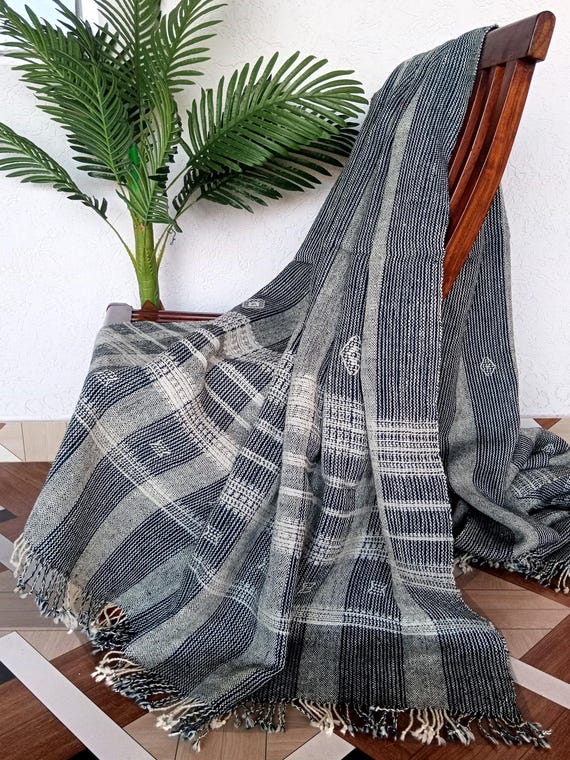 Indian Wool Bed Cover | Bhujodi Blanket | Handwoven Wool Throw Blanket | Traditional Kutch Wool for Bed or Sofa