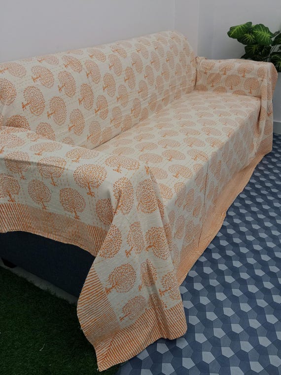Floral Kantha Quilt Handmade Cotton Kantha Quilt HandBlock Print Bedding Block Print Light Weight Full Size Bedding Bedspread