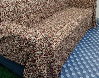 Handmade Floral Kantha Quilt - Lightweight Block Print Cotton Bedspread