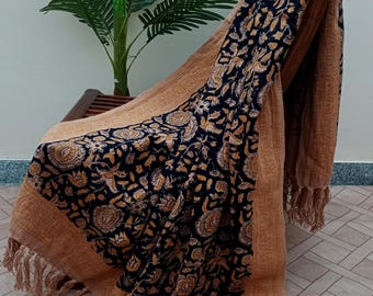 Premium Handmade Cotton Throw Blanket – Cozy Boho Blanket with Tassels  Beautiful Handblock Print for Living Room, Couch & Bedroom Décor