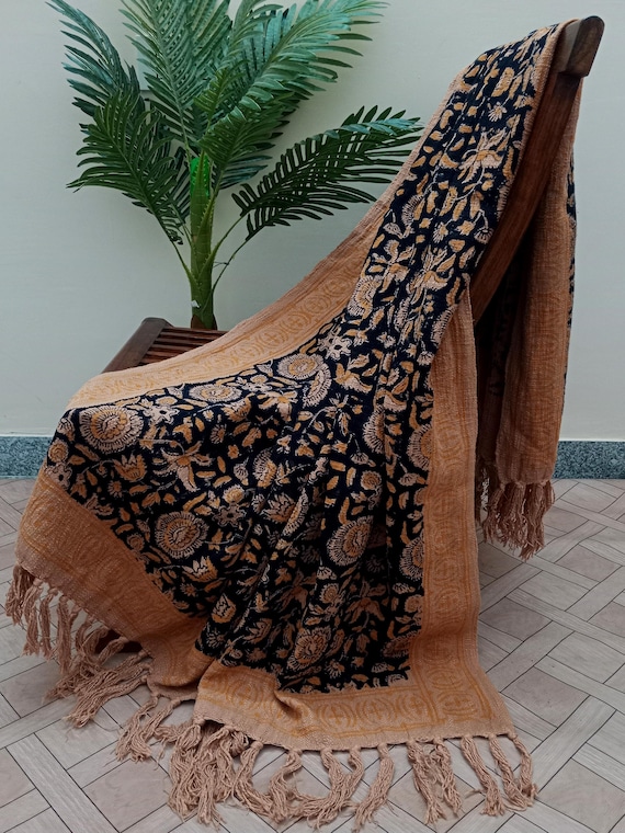 Premium Handmade Cotton Throw Blanket – Cozy Boho Blanket with Tassels  Beautiful Handblock Print for Living Room, Couch & Bedroom Décor
