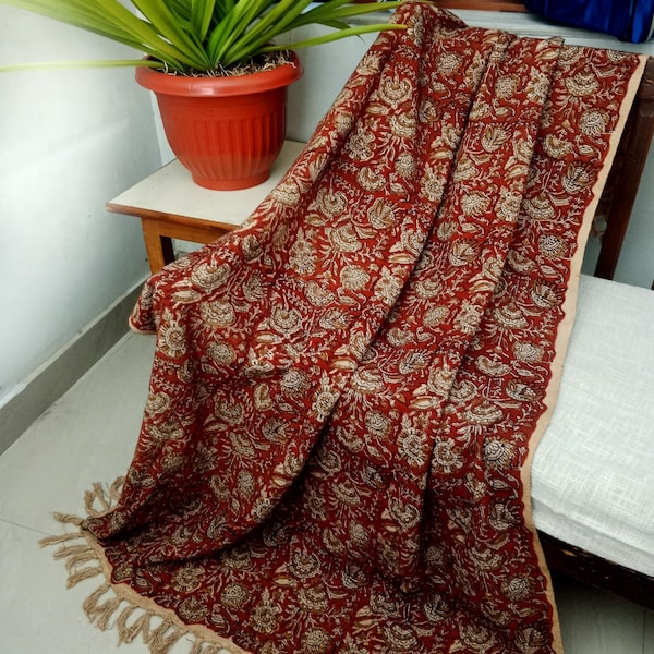 Manta de algodón estilo boho hecha a mano, mantas clásicas indias tejidas a mano con estampado de bloques, funda de sofá, sábana, cortina, decoración del hogar.