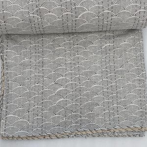 Handmade Grey Kantha Quilt, Cotton Blanket, Indian Hand Stitched Bedspread, Boho Bedding, Minimalist Quilt, Bedroom Decor