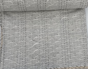Handmade Grey Kantha Quilt, Cotton Blanket, Indian Hand Stitched Bedspread, Boho Bedding, Minimalist Quilt, Bedroom Decor