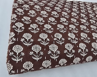 Brown Kantha Quilt Handmade Kantha Quilt - Indian Block Print Bedding Cozy Throw Blanket Ideal for Mother’s Day Gift or Bedroom Makeover