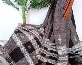 Indian Handmade Wool Throw Blanket | Bhujodi Blanket | Wool Blanket in Handwoven Wool Throw Blanket Cottage Living Room Décor