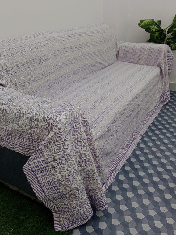 Floral Kantha Quilt Handmade Cotton Kantha Quilt HandBlock Print Bedding Block Print Light Weight Full Size Bedding Bedspread